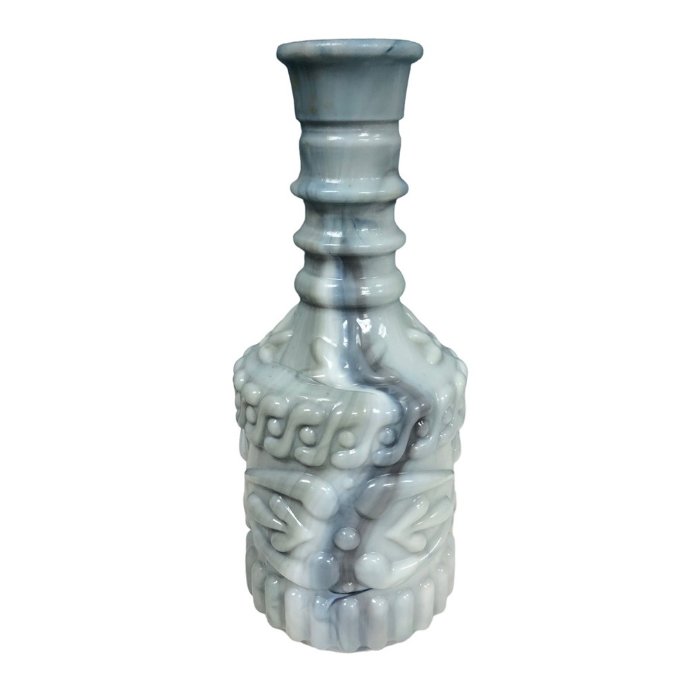 Vintage Jim Beam Kentucky Derby Glass Decanter White Gray Slag Glass 12" *read